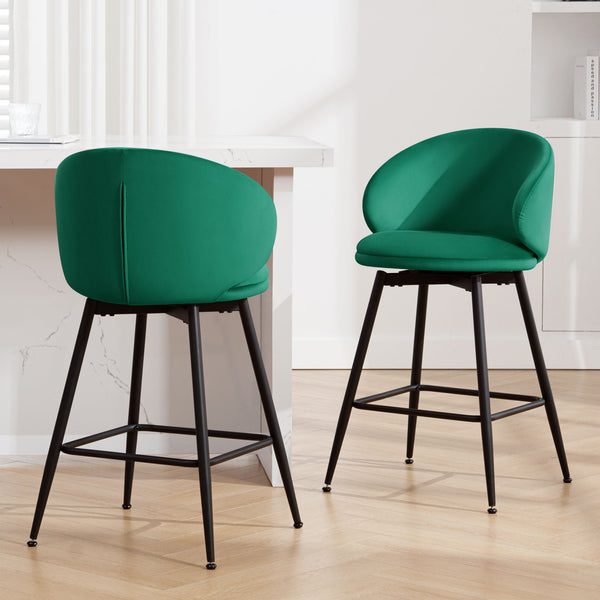 Ribolla Bar Stool in Green Naia Velvet, Counter Height