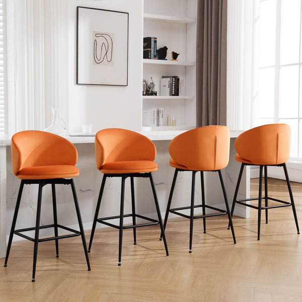 Ribolla bar stool, Orange Naia Velvet/Bar Height