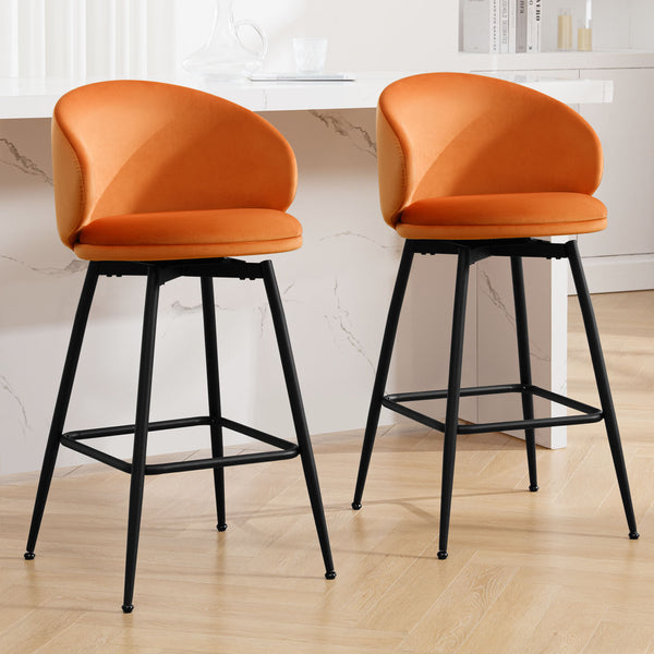 Ribolla bar stool, Orange Naia Velvet/Bar Height