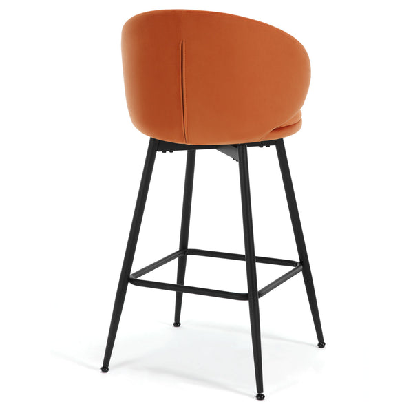 Ribolla bar stool, Orange Naia Velvet/Bar Height