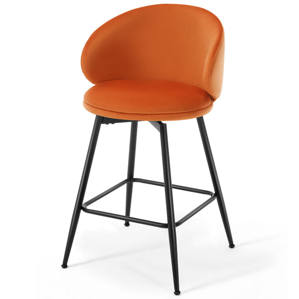 Ribolla Bar Stool in Orange Naia Velvet, Counter Height
