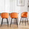 Ribolla Bar Stool in Orange Naia Velvet, Counter Height