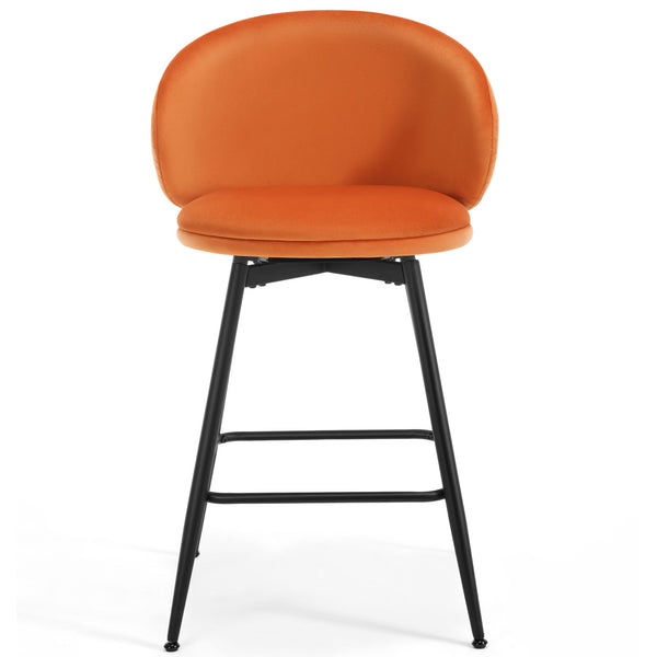 Ribolla Bar Stool in Orange Naia Velvet, Counter Height