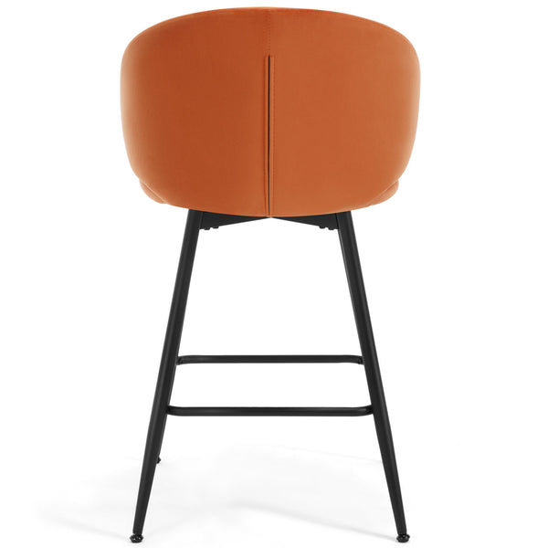 Ribolla Bar Stool in Orange Naia Velvet, Counter Height