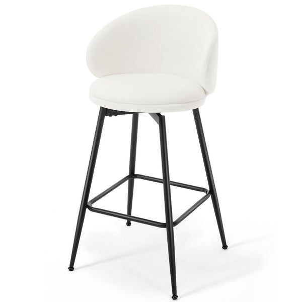 Ribolla bar stool, White Naia Velvet/Bar Height