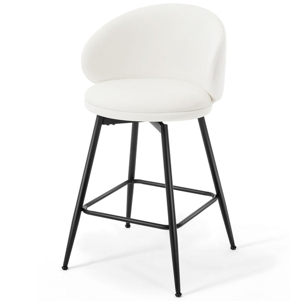 Ribolla bar stool, White Naia Velvet/Counter Height