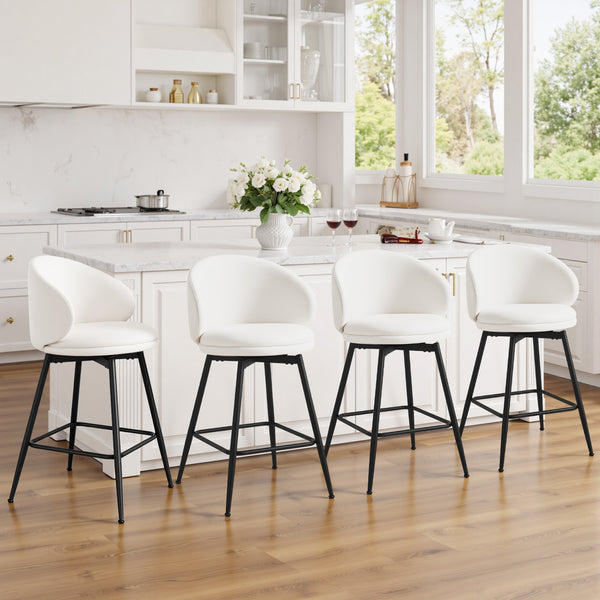 Ribolla bar stool, White Naia Velvet/Counter Height