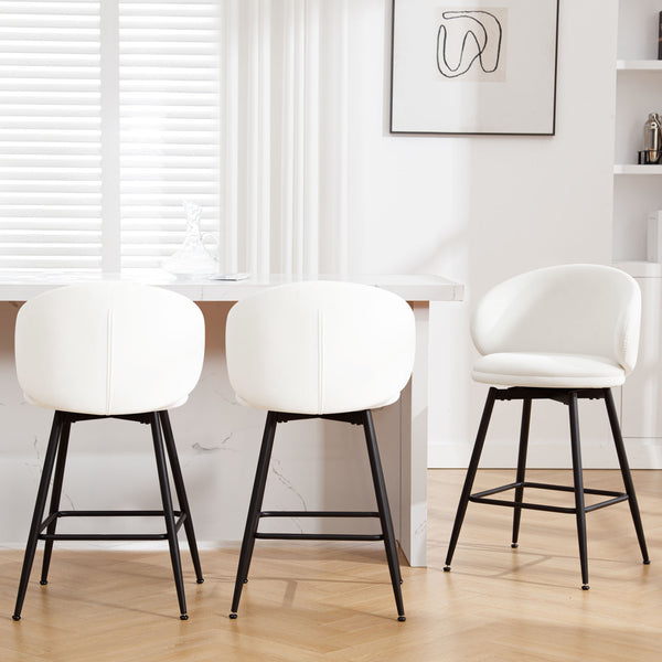 Ribolla bar stool, White Naia Velvet/Counter Height