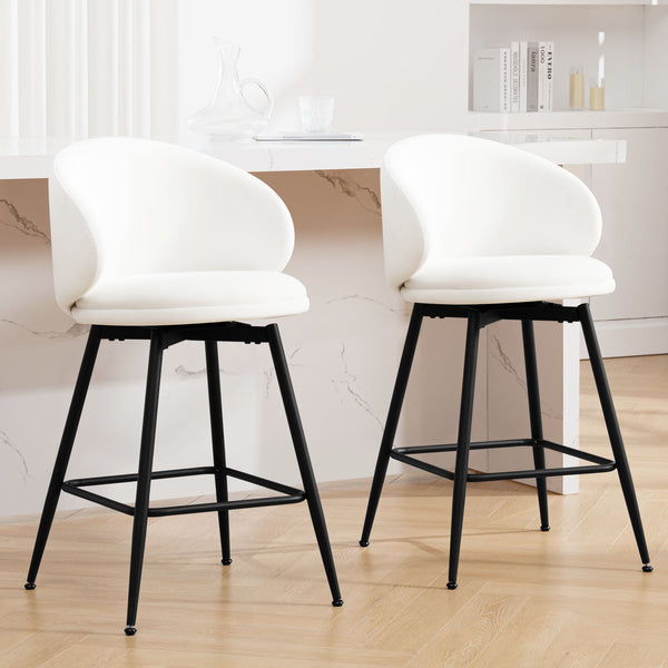 Ribolla bar stool, White Naia Velvet/Counter Height
