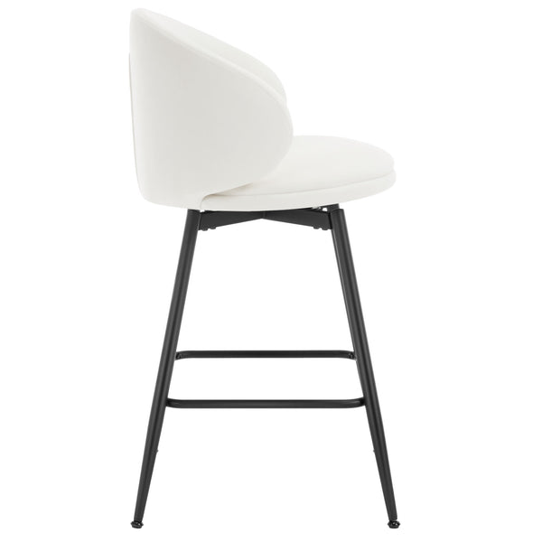 Ribolla bar stool, White Naia Velvet/Counter Height