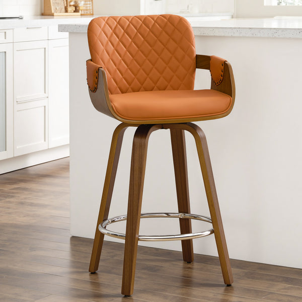 Rimava Counter Stool in Orange Amos Leather