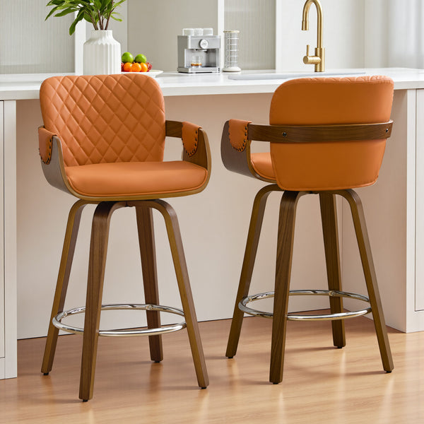 Rimava Counter Stool in Orange Amos Leather