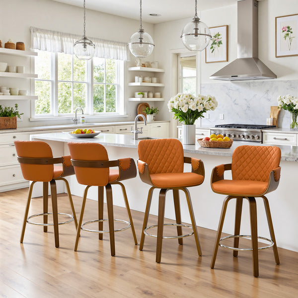 Rimava Counter Stool in Orange Amos Leather