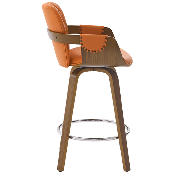 Rimava Counter Stool in Orange Amos Leather