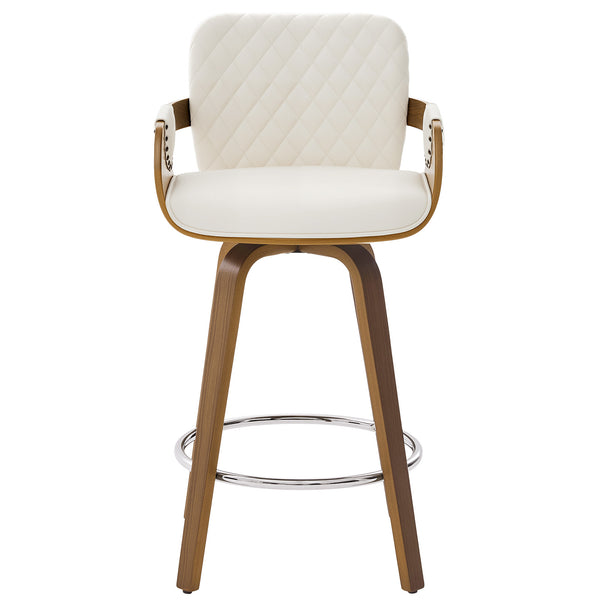Rimava Counter Stool in White Rebo Leather