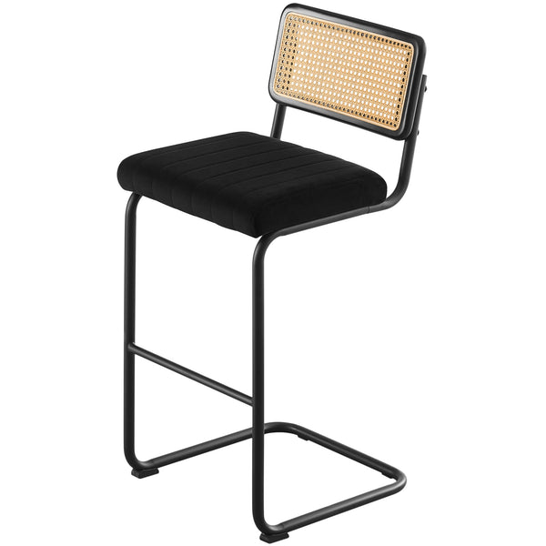 Rosada bar stool, Black Azal Velvet-Black Finish/Bar Height