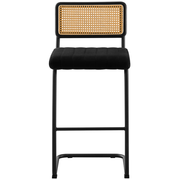 Rosada bar stool, Black Azal Velvet-Black Finish/Bar Height