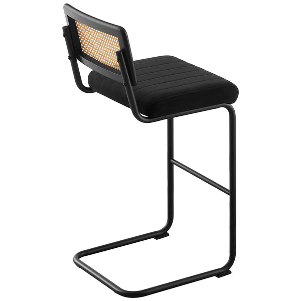 Rosada bar stool, Black Azal Velvet-Black Finish/Bar Height