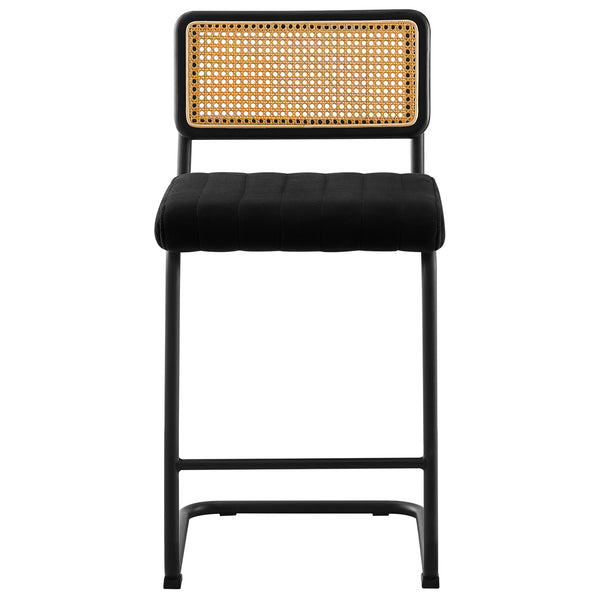 Rosada bar stool, Black Azal Velvet-Black Finish/Counter Height