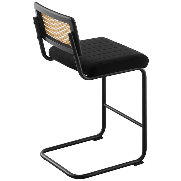 Rosada bar stool, Black Azal Velvet-Black Finish/Counter Height