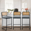 Rosada bar stool, Gray Azal Velvet-Black Finish/Bar Height