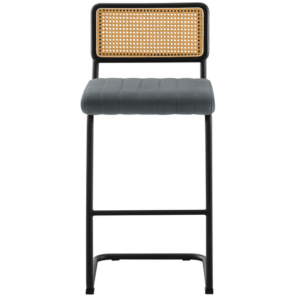 Rosada bar stool, Gray Azal Velvet-Black Finish/Bar Height