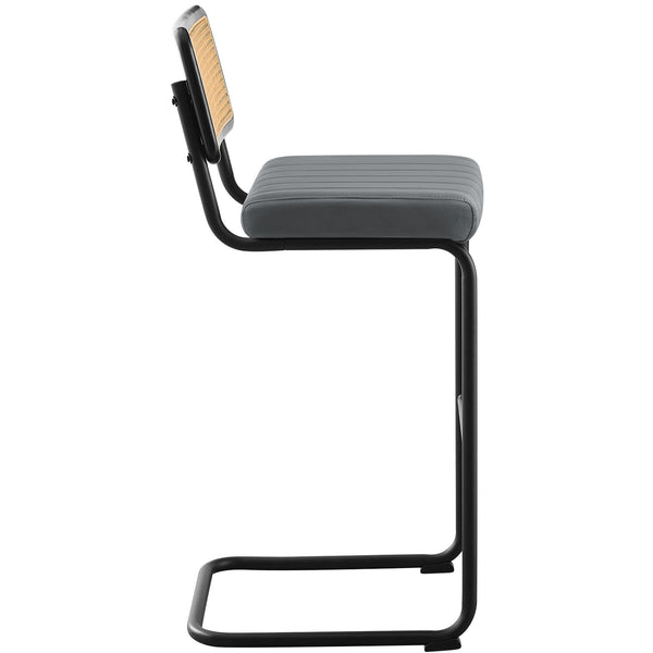 Rosada bar stool, Gray Azal Velvet-Black Finish/Bar Height