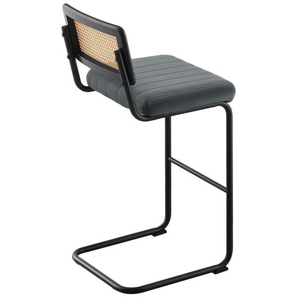 Rosada bar stool, Gray Azal Velvet-Black Finish/Bar Height