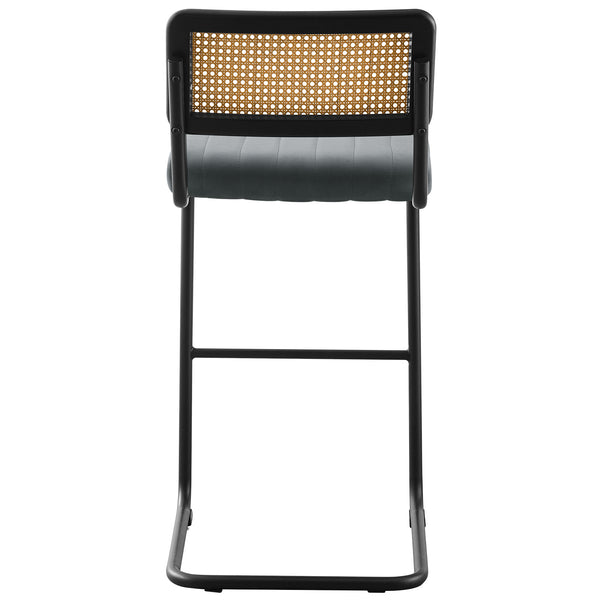Rosada bar stool, Gray Azal Velvet-Black Finish/Bar Height