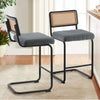 Rosada bar stool, Gray Azal Velvet-Black Finish/Counter Height