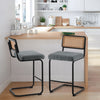 Rosada bar stool, Gray Azal Velvet-Black Finish/Counter Height