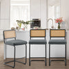 Rosada bar stool, Gray Azal Velvet-Black Finish/Counter Height