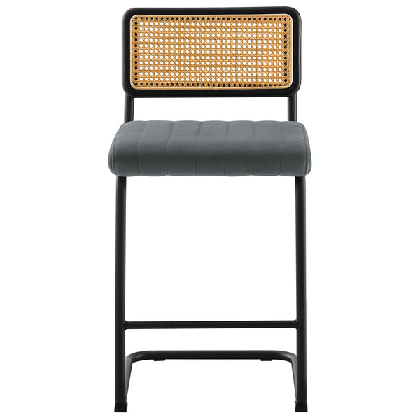 Rosada bar stool, Gray Azal Velvet-Black Finish/Counter Height