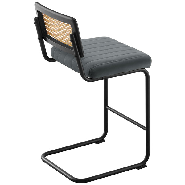 Rosada bar stool, Gray Azal Velvet-Black Finish/Counter Height