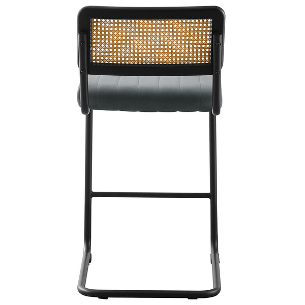 Rosada bar stool, Gray Azal Velvet-Black Finish/Counter Height