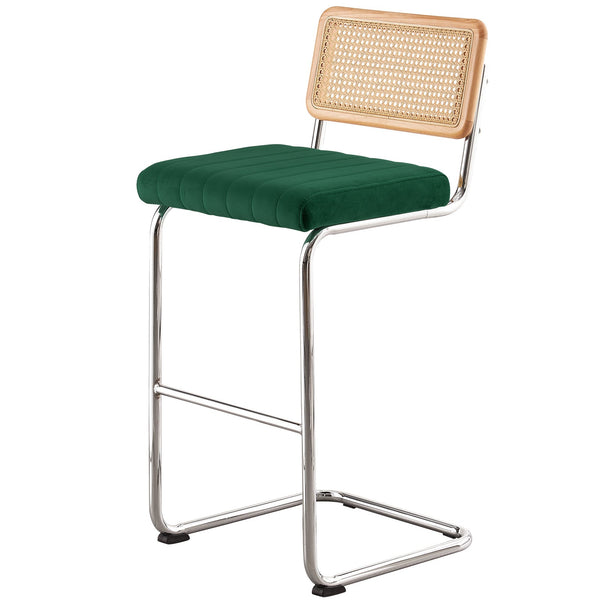Rosada bar stool, Green Azal Velvet-Chrome Finish/Bar Height