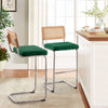 Rosada bar stool, Green Azal Velvet-Chrome Finish/Bar Height