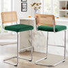 Rosada bar stool, Green Azal Velvet-Chrome Finish/Bar Height