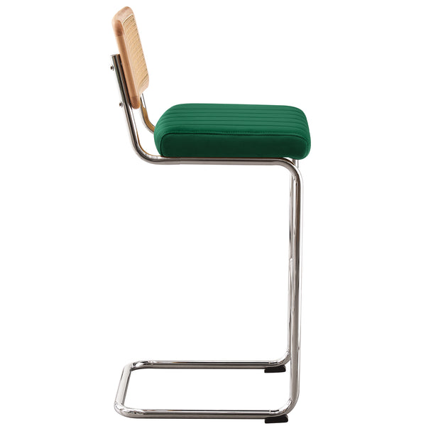 Rosada bar stool, Green Azal Velvet-Chrome Finish/Bar Height