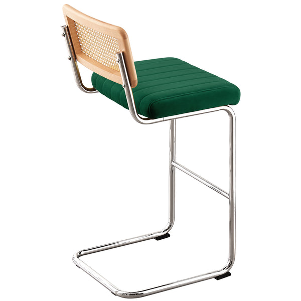 Rosada bar stool, Green Azal Velvet-Chrome Finish/Bar Height