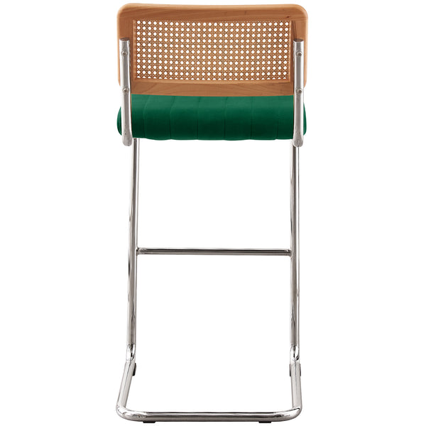 Rosada bar stool, Green Azal Velvet-Chrome Finish/Bar Height