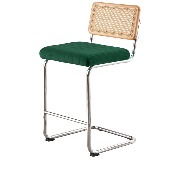 Rosada bar stool, Green Azal Velvet-Chrome Finish/Counter Height