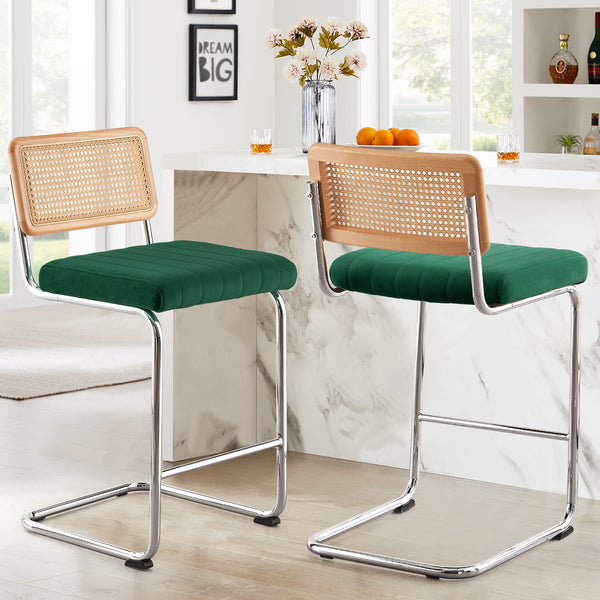 Rosada bar stool, Green Azal Velvet-Chrome Finish/Counter Height