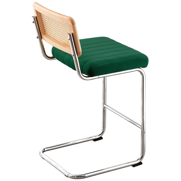 Rosada bar stool, Green Azal Velvet-Chrome Finish/Counter Height