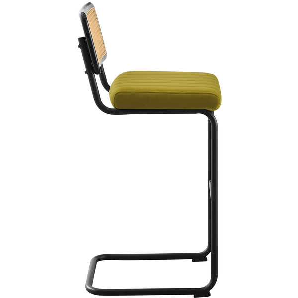 Rosada bar stool, Olive Azal Velvet-Black Finish/Bar Height