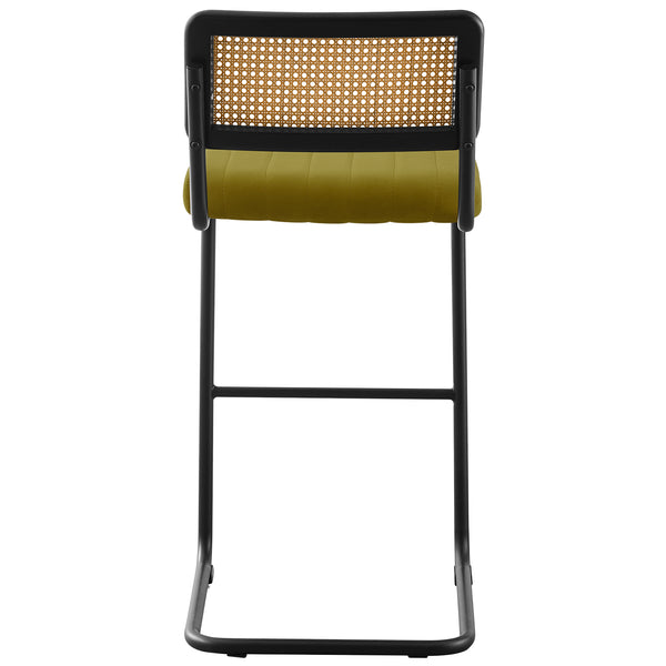 Rosada bar stool, Olive Azal Velvet-Black Finish/Bar Height