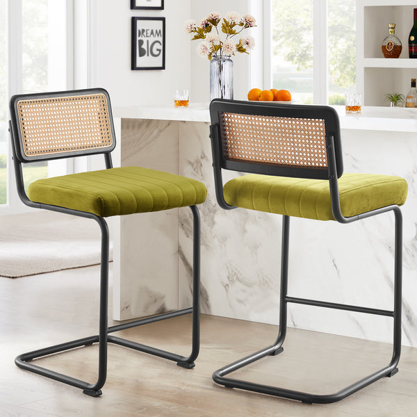 Rosada bar stool, Olive Azal Velvet-Black Finish/Counter Height