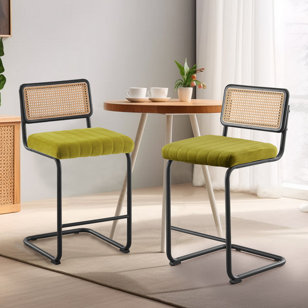 Rosada bar stool, Olive Azal Velvet-Black Finish/Counter Height