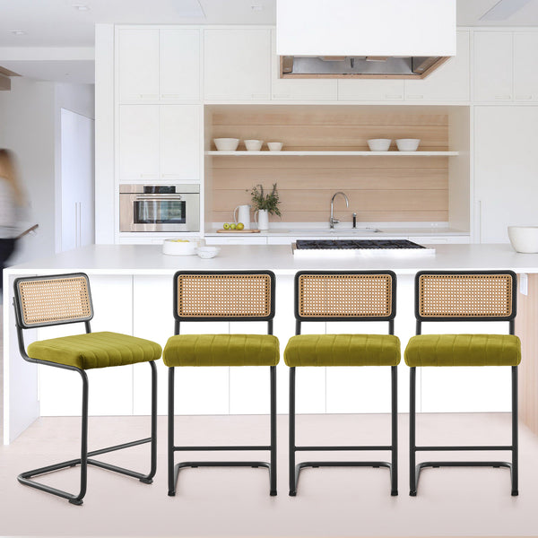 Rosada bar stool, Olive Azal Velvet-Black Finish/Counter Height