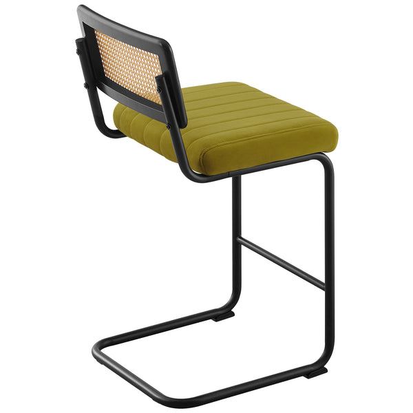 Rosada bar stool, Olive Azal Velvet-Black Finish/Counter Height
